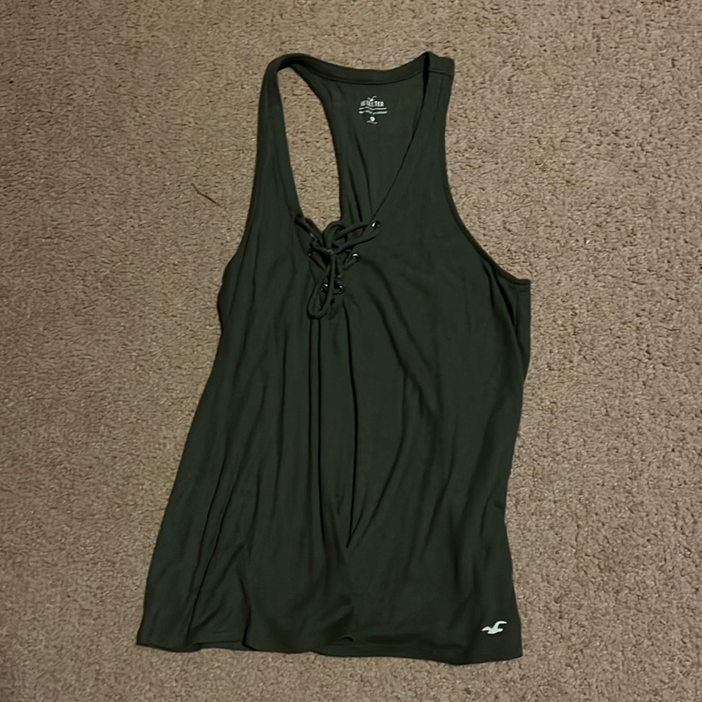 Racer back tank with lace up front